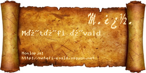 Mátéfi Évald névjegykártya
